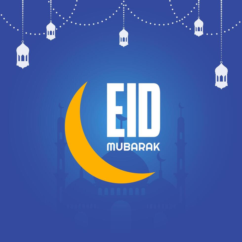 Eid Mubarak Islamic festival social media post design template vector