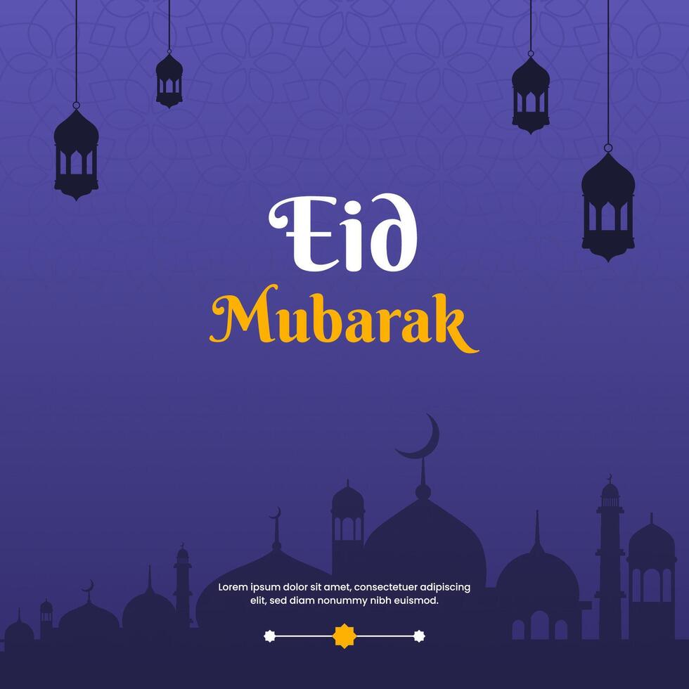 Eid Mubarak greeting social media post design template. vector