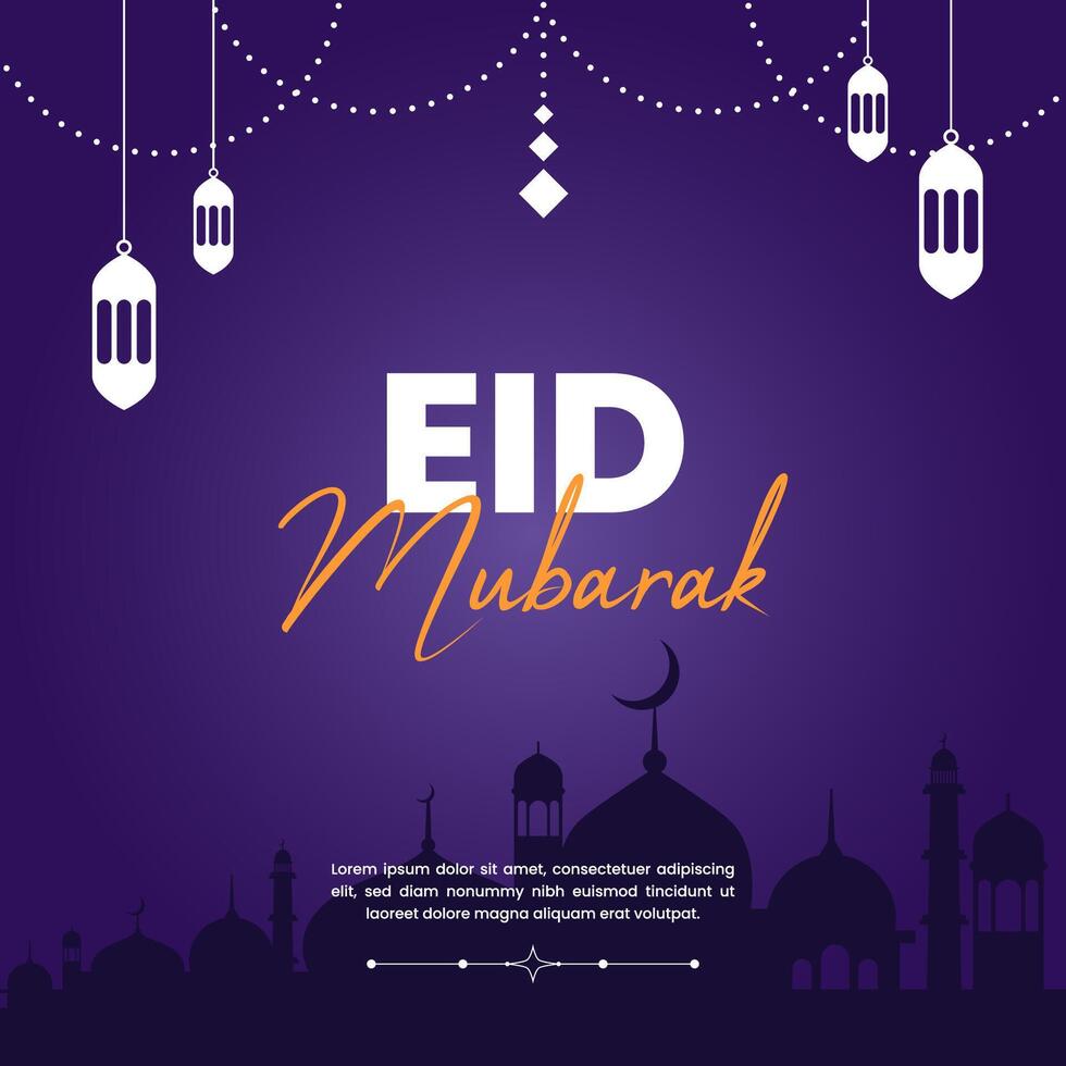 Eid Mubarak greeting social media post design template. vector