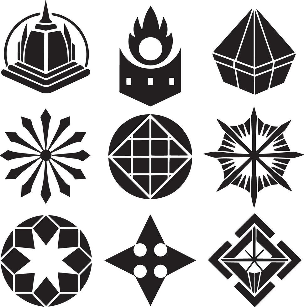 set of abstract icon isolated on white background vector