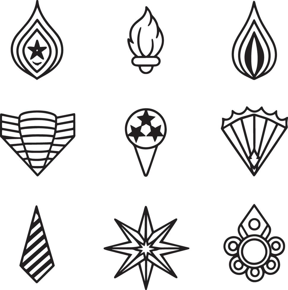 set of abstract icon isolated on white background vector