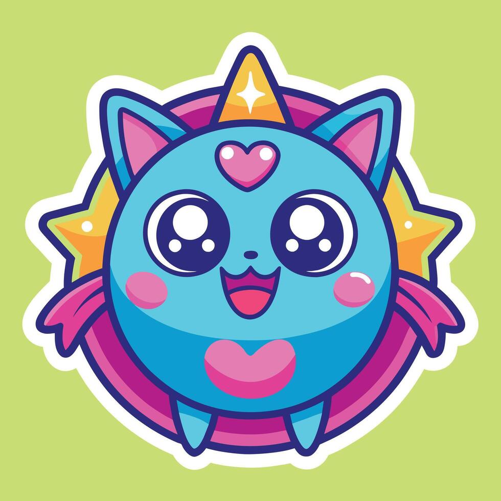 illustration of a cute trending and aesthetic sticker retro color vector