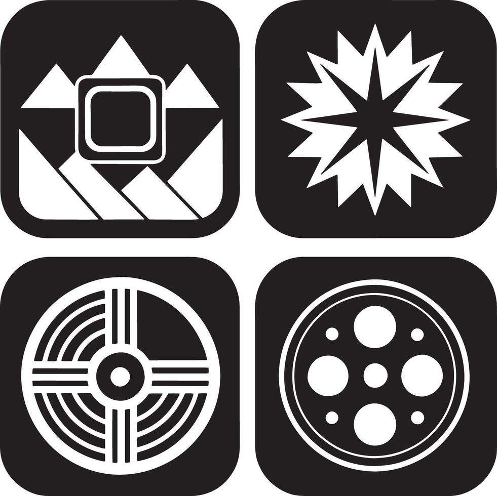set off app icon logo illustration design black and white vector