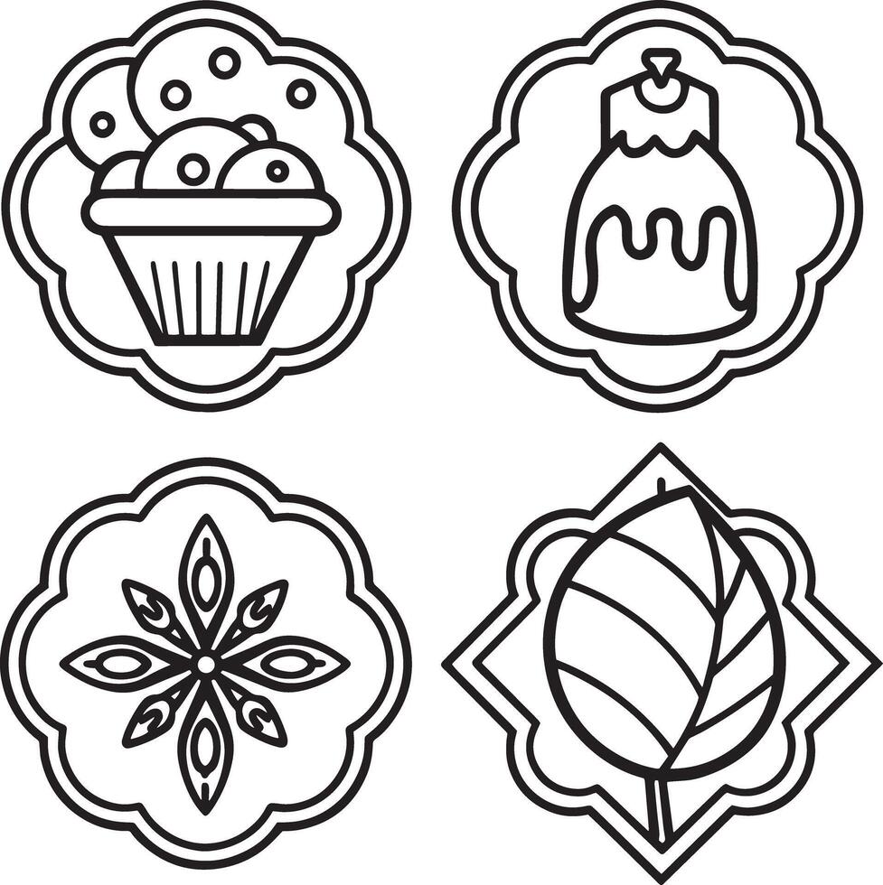set of app icon lineart style isolated on white background vector