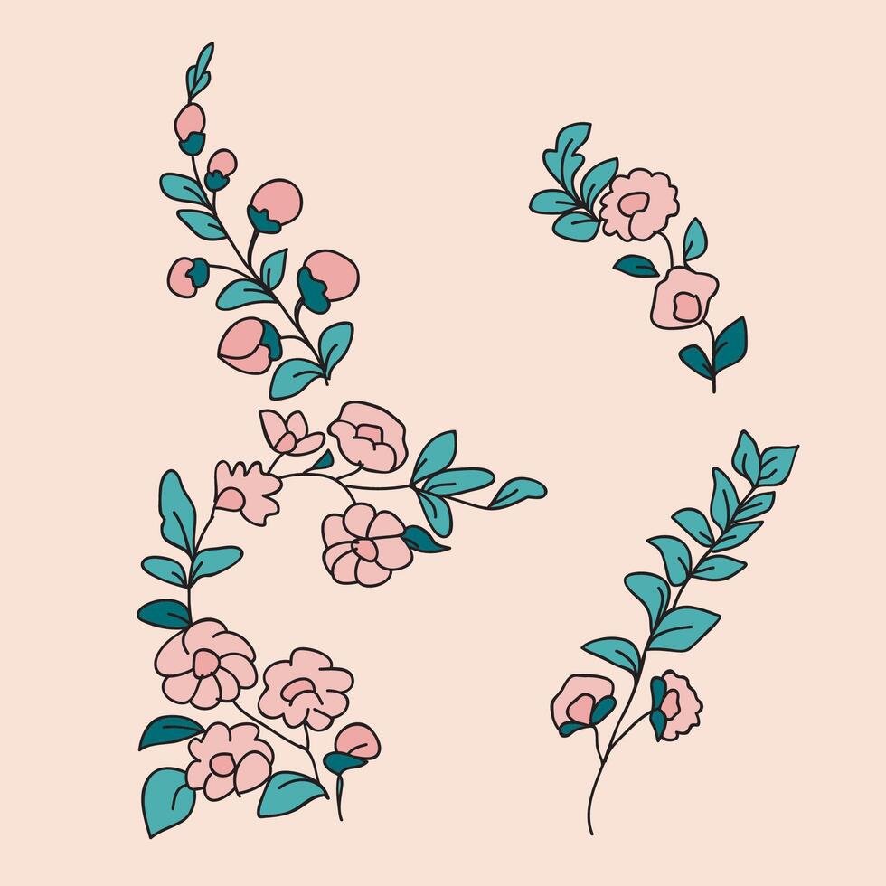 Festive Sakura isolated on pink background. Oriental traditional, outline illustration. Japanese, Chinese, Korean trendy design, Celebration Event Greeting card Party Invitation Poster Flyer vector