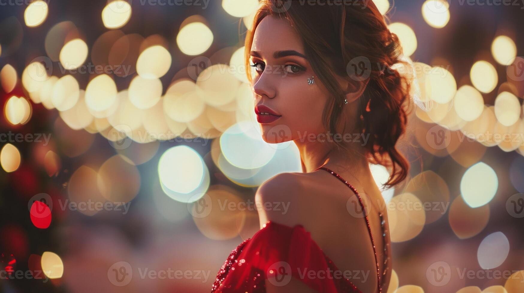 A beautiful woman dressed elegantly at a party photo