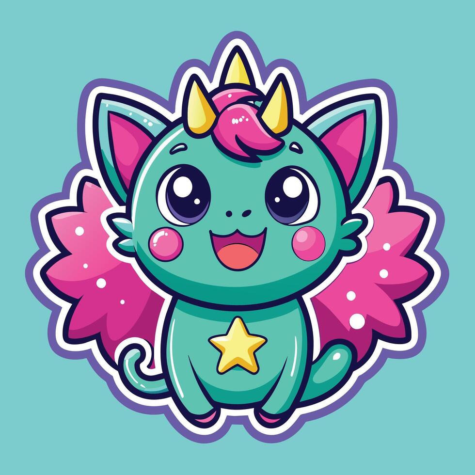 illustration of a cute trending and aesthetic sticker retro color vector