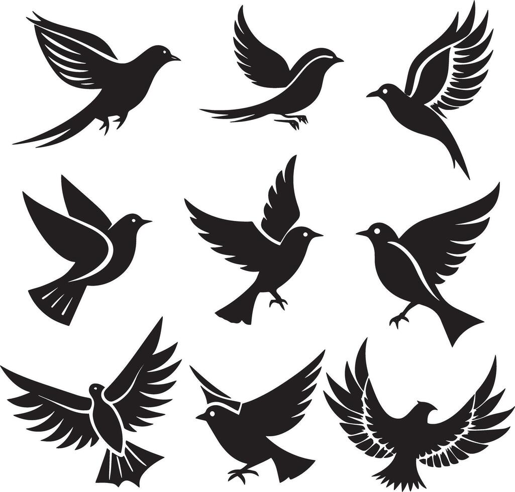 set of bird silhouette illustration. isolated on white background vector