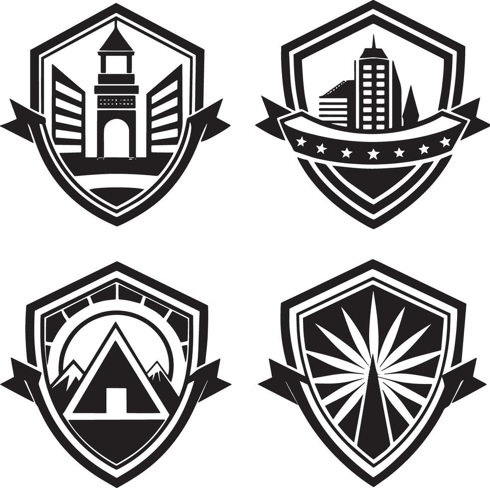 Set of 4 building log icon design on white background vector