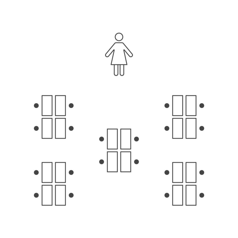 Plan of seats in classroom or seminar line icon. Seating teams arrangements. Scheme, blueprint, architectural plan. illustration vector