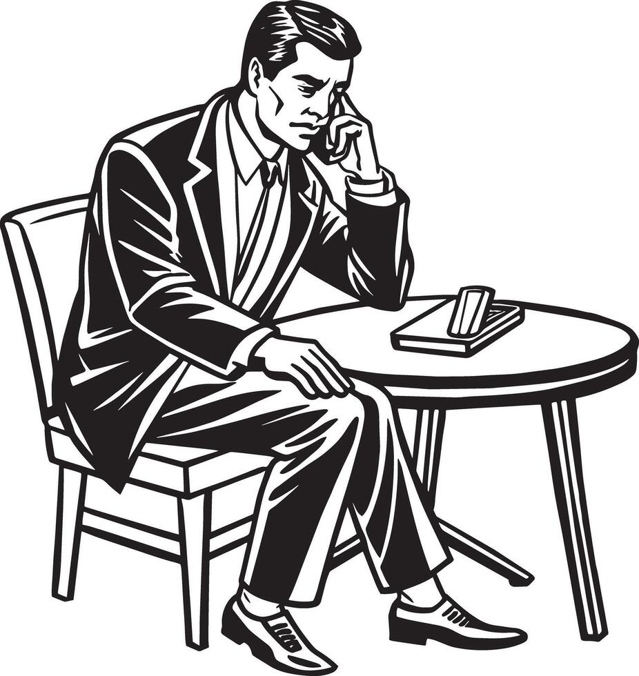 businessman sitting on a chair and talking in phone illustration vector