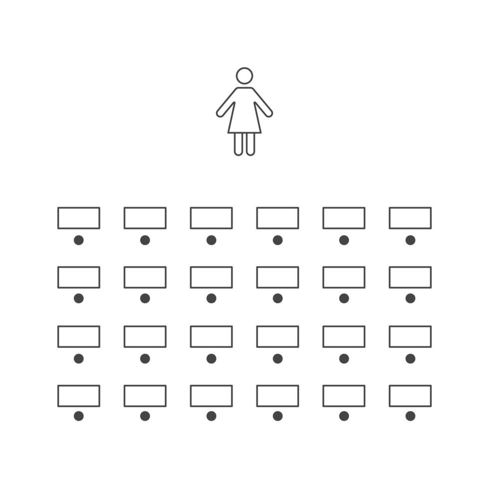 Traditional seating arrangements line icon. Plan of seats in classroom, seminar or cinema. Scheme, blueprint, architectural plan. illustration vector