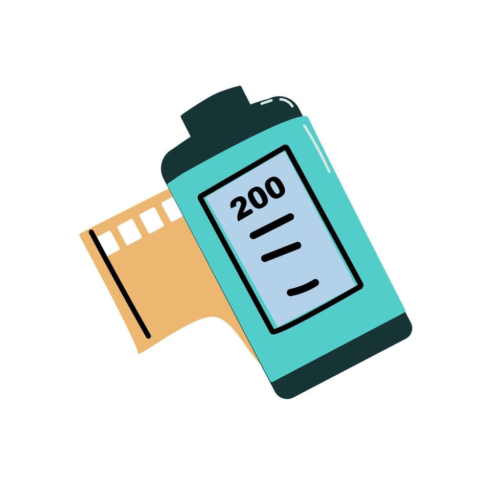 90s retro element film illustration for camera with negative vector