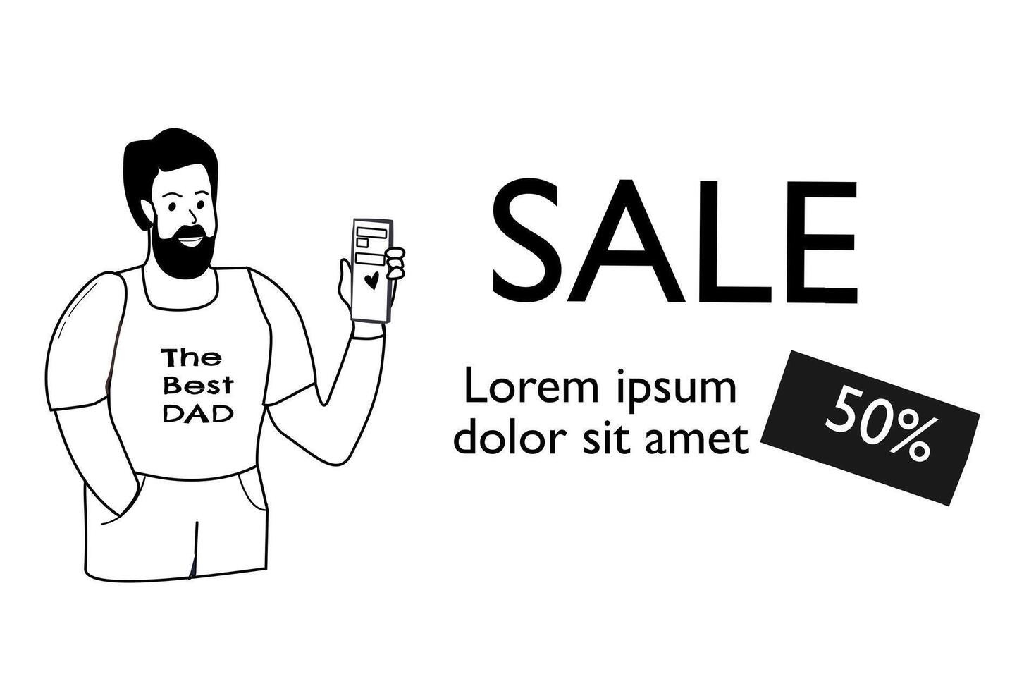 happy fathers day banner with man vector