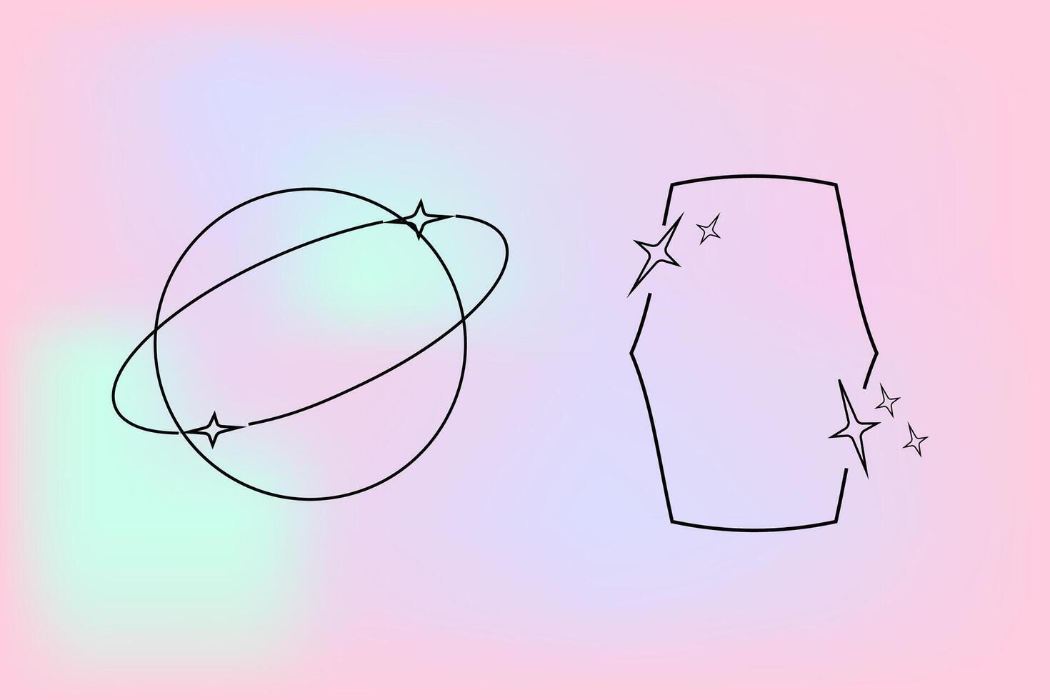 y2k retro elements set, 90s or 2000s elements of arch and stars, shapes in minimalistic vector