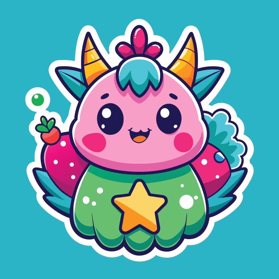 illustration of a cute trending and aesthetic sticker vector