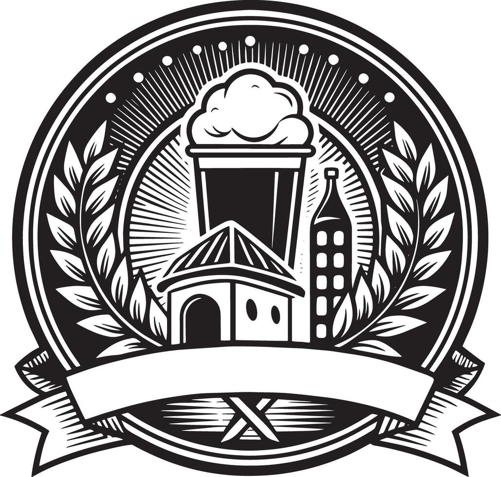 Drinks and Food logo illustration black and white vector