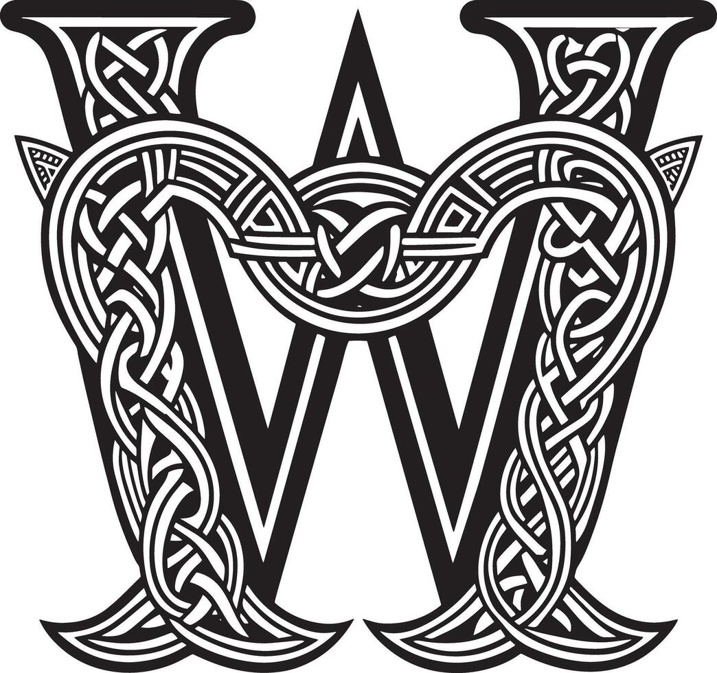 Letter with celtic ornament isolated on white background vector