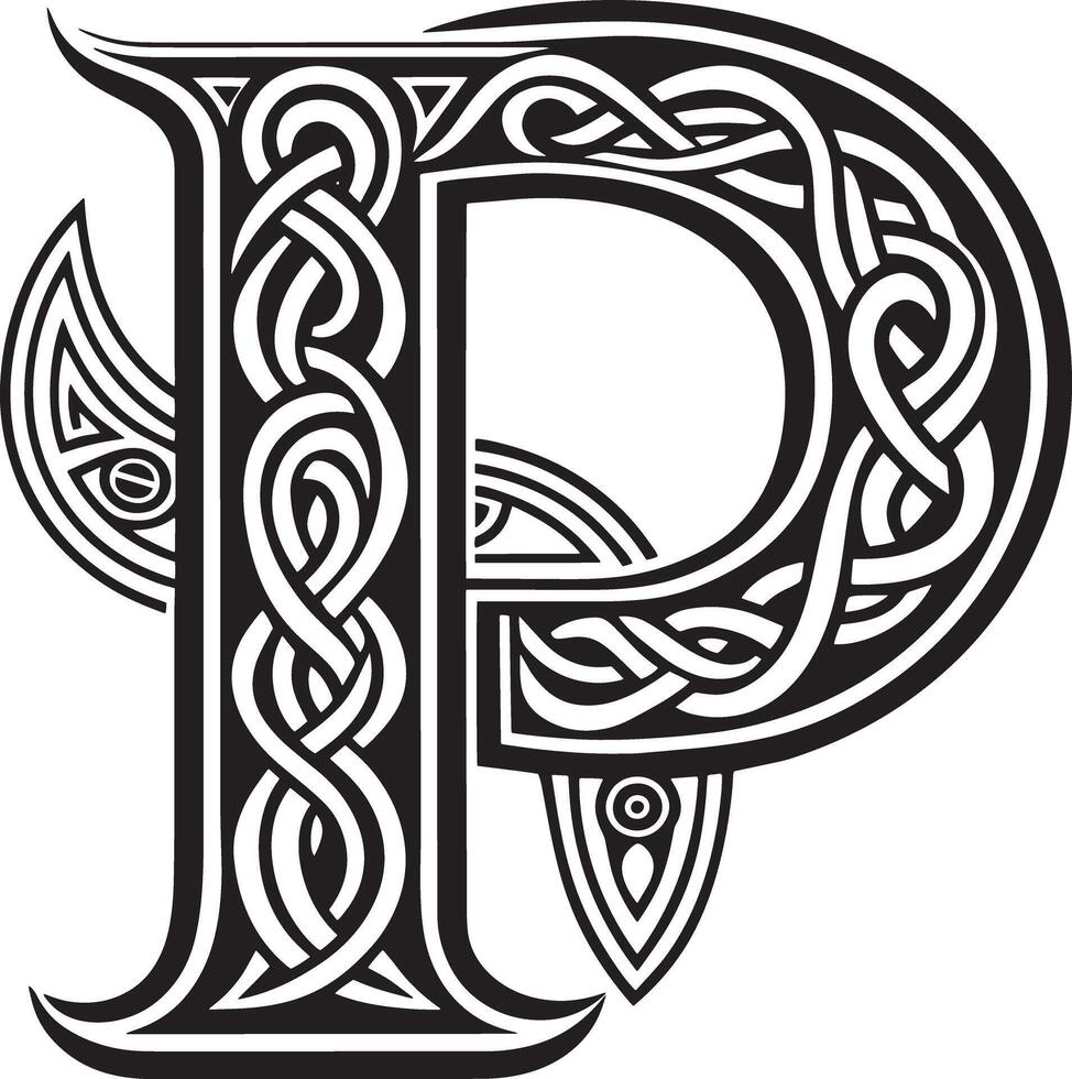 Letter with celtic ornament isolated on white background vector