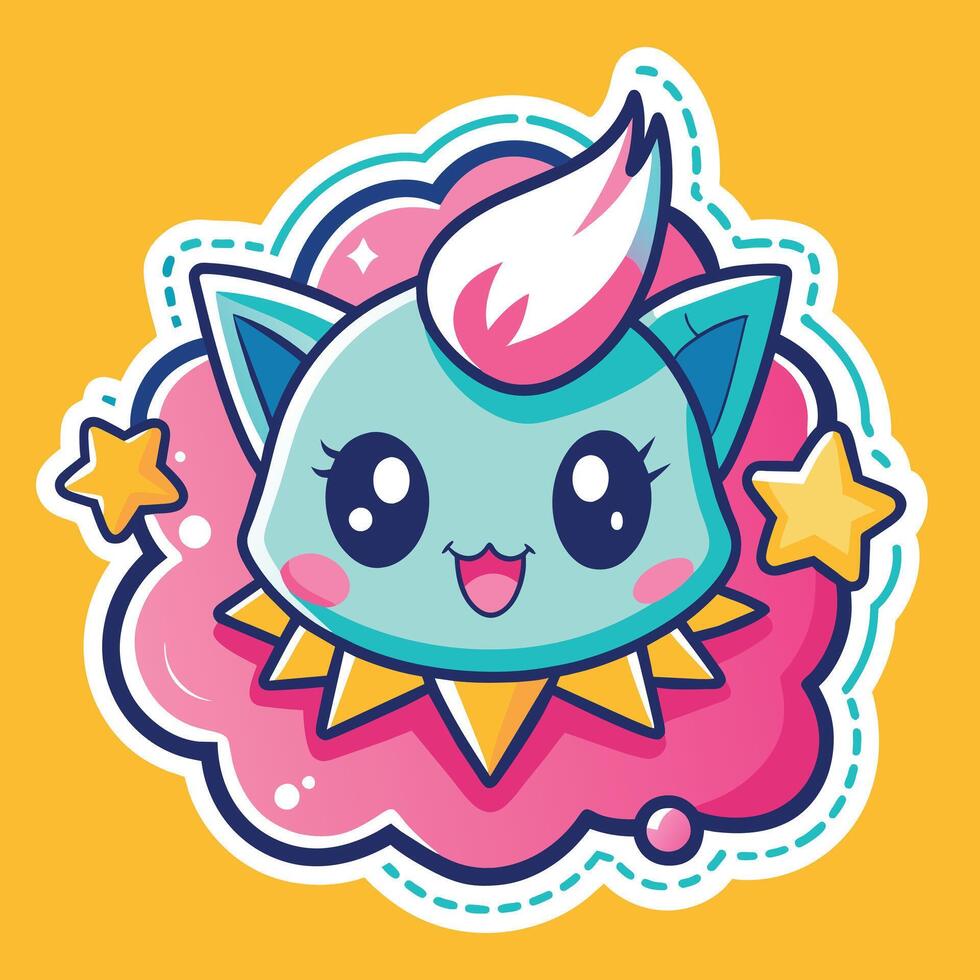 illustration of a cute trending and aesthetic sticker vector