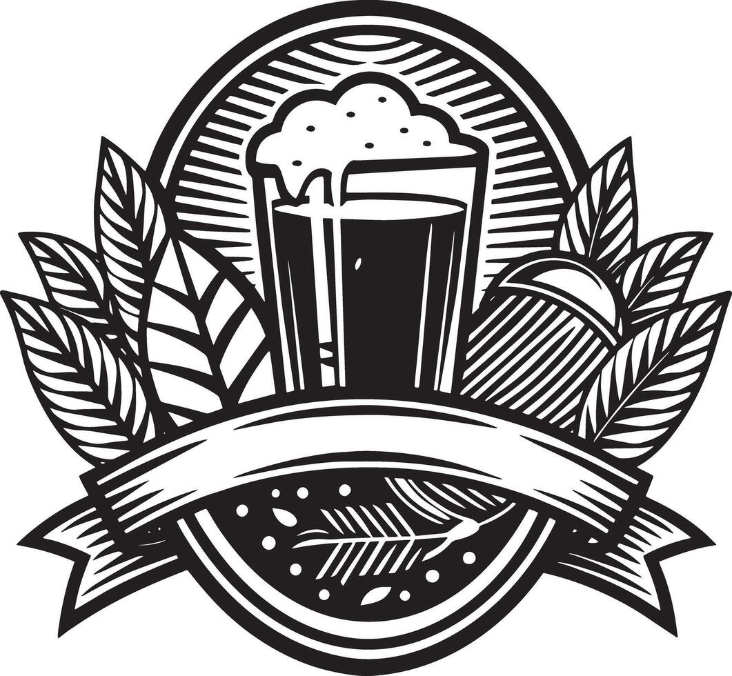 Drinks and Food logo illustration black and white vector