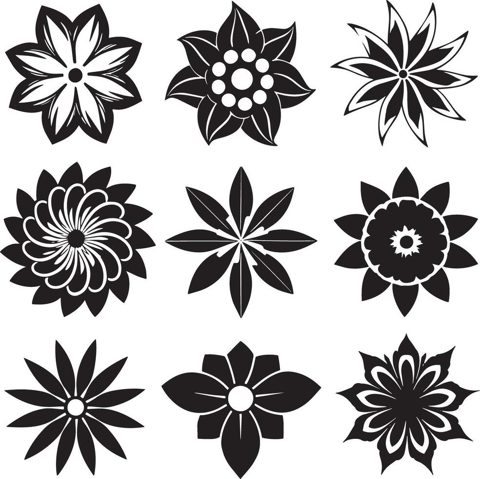 set of flowers icon illustration isolated white background vector