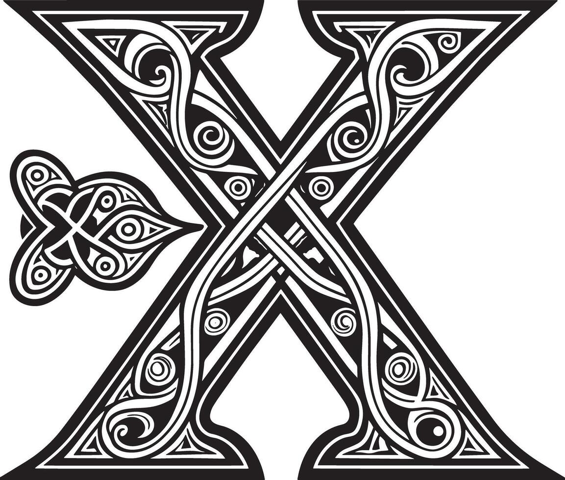 Letter with celtic ornament isolated on white background vector