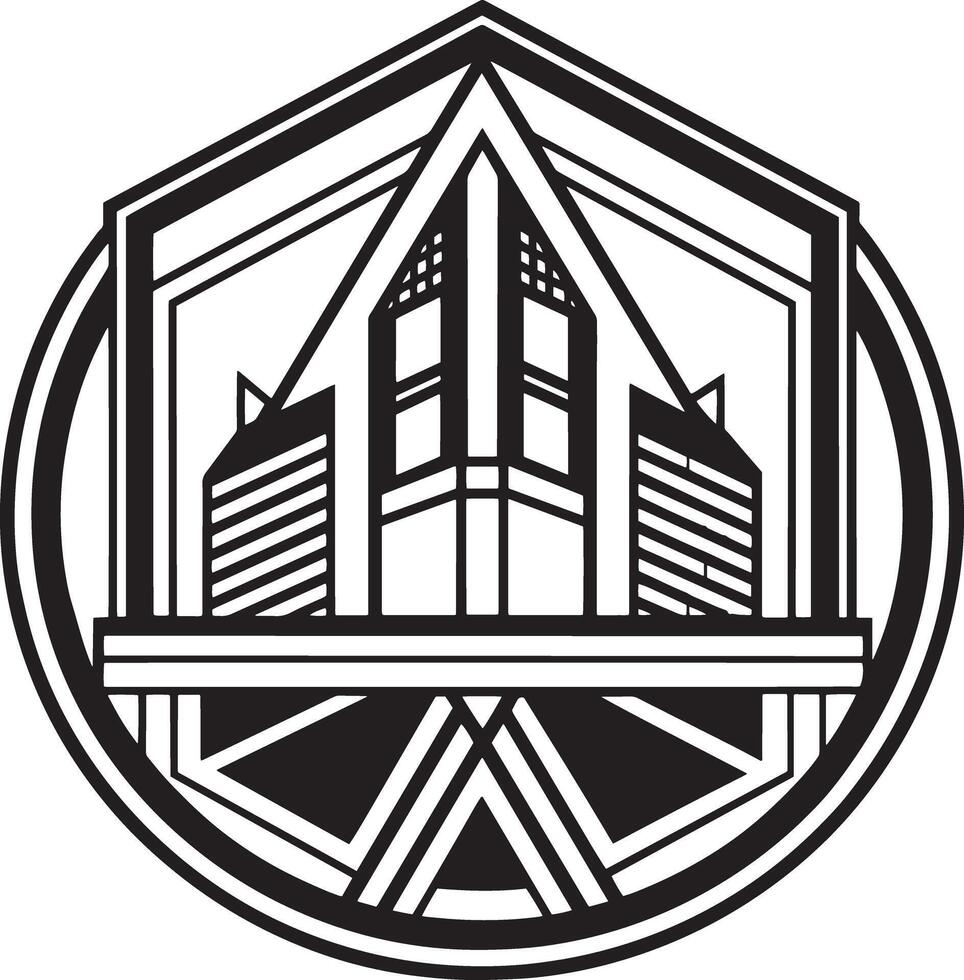real estate building logo illustration black and white vector