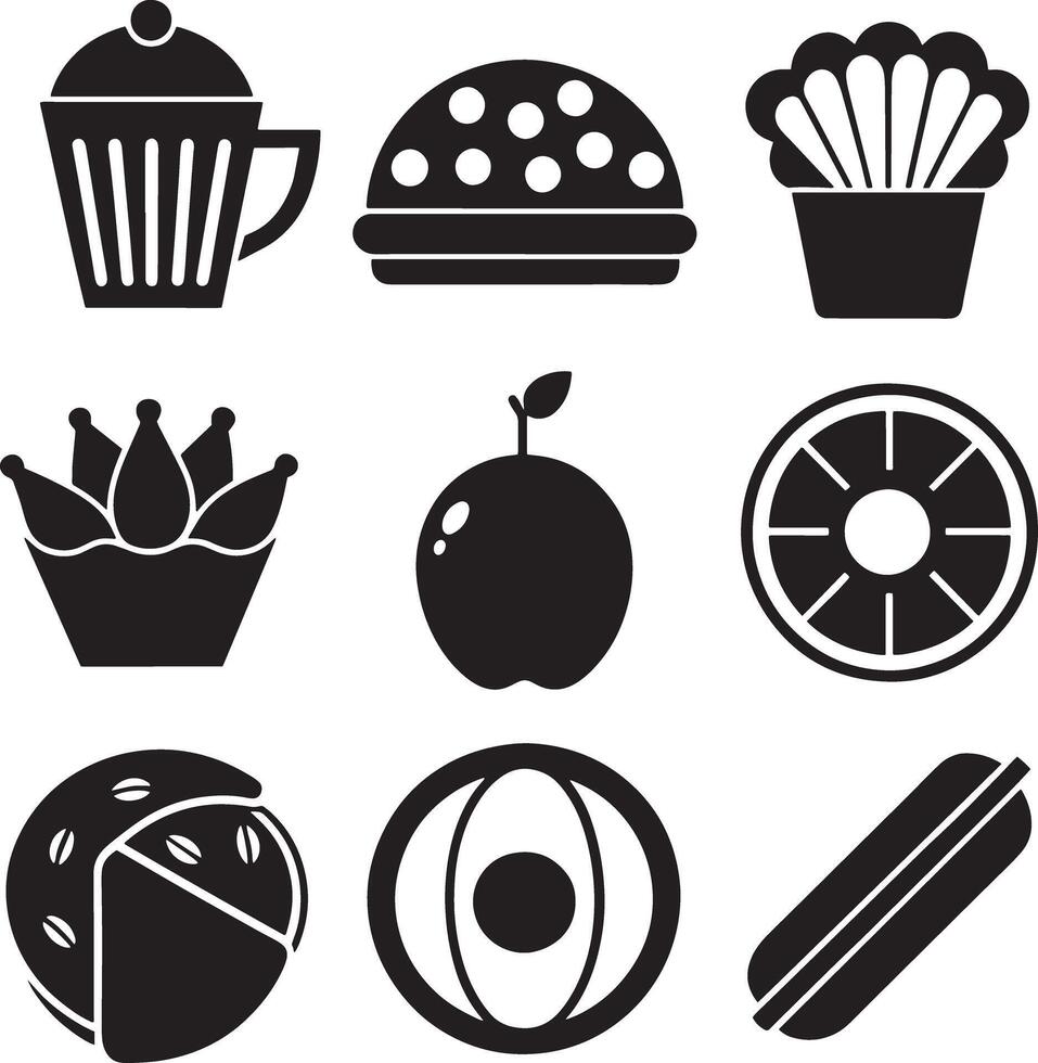 set of fast food icon illustration isolated white background vector
