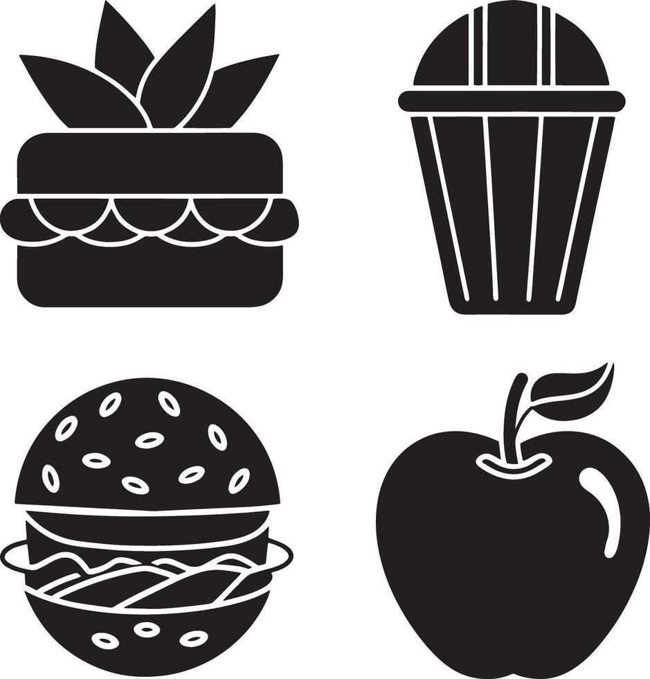 set of fast food icon illustration on white background vector