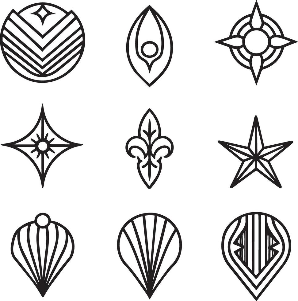 set of abstract icon isolated on white background vector