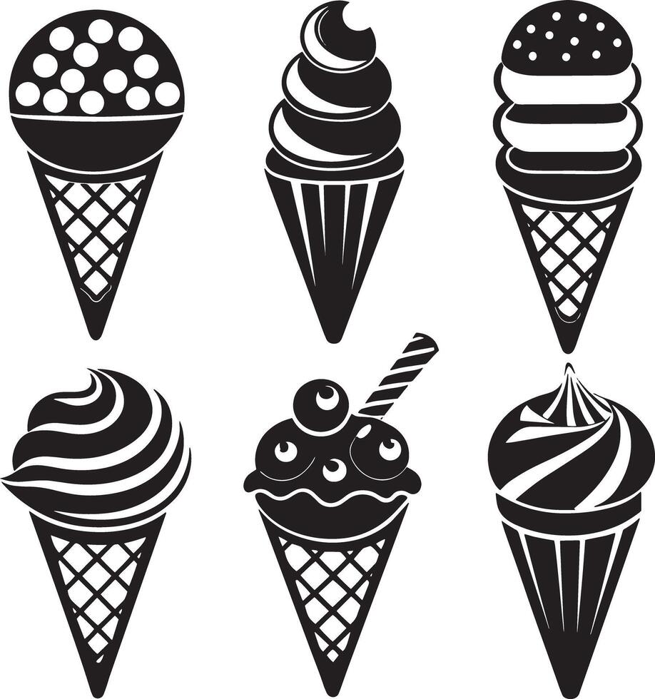 ice cream collection illustration isolated on white background vector