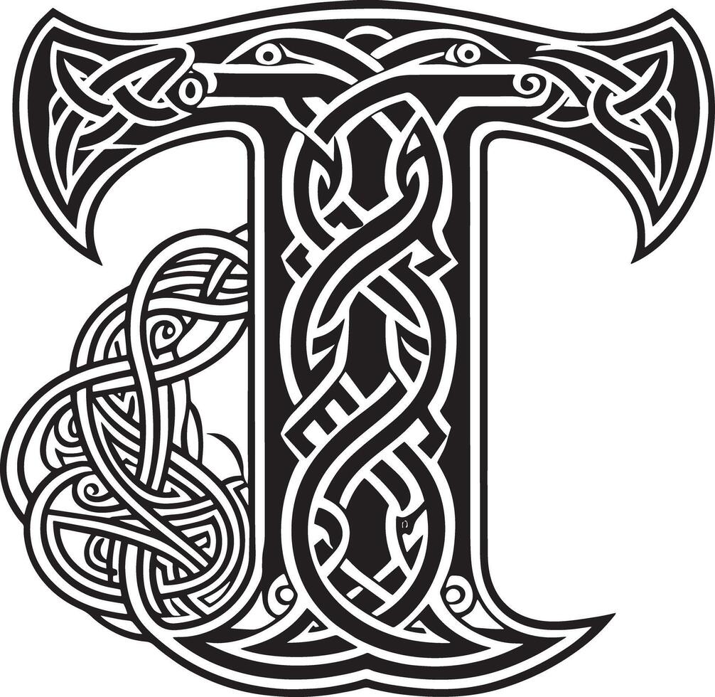 Letter with celtic ornament isolated on white background vector