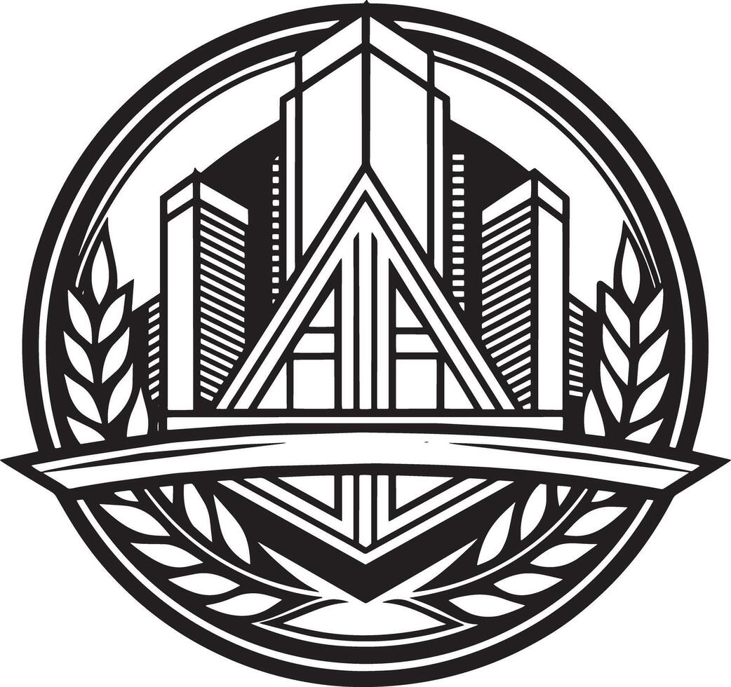 real estate building logo illustration black and white vector
