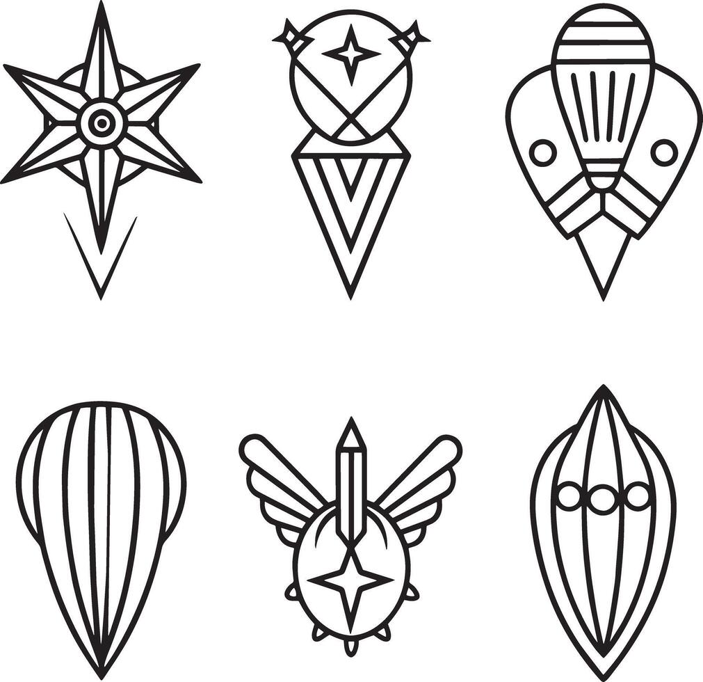 set of abstract icon isolated on white background vector