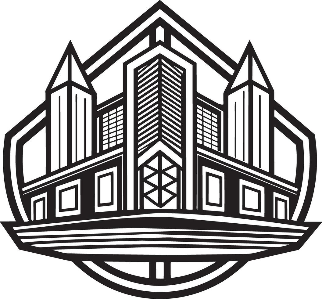 real estate building logo illustration black and white vector