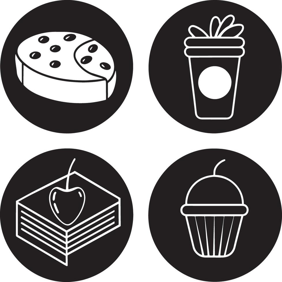 set of fast food icon illustration on white background vector