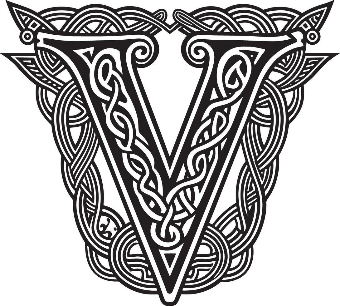 Letter with celtic ornament isolated on white background vector