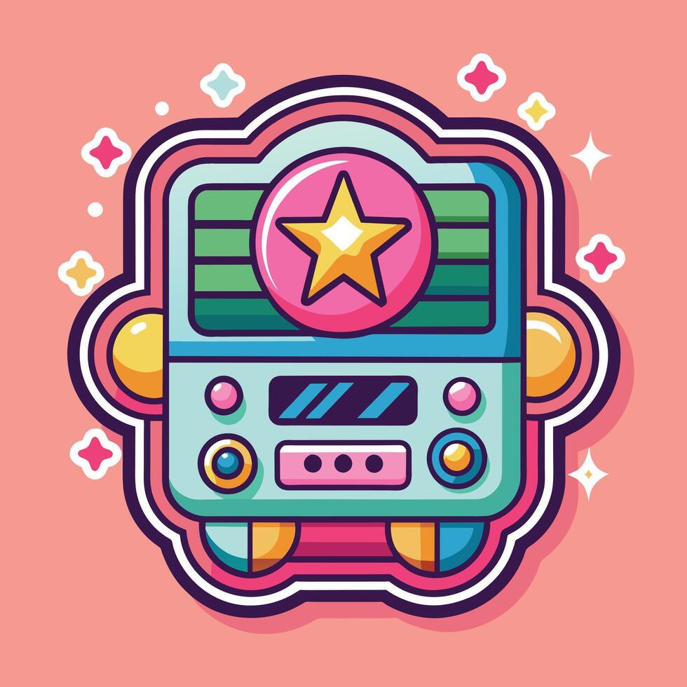 illustration of a cute trending and aesthetic sticker pastel color vector