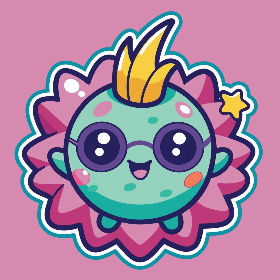illustration of a cute trending and aesthetic sticker retro color vector