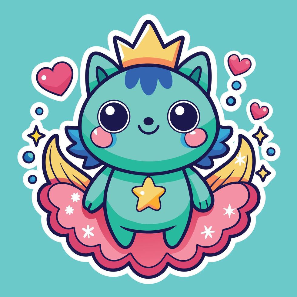 illustration of a cute trending and aesthetic sticker retro color vector