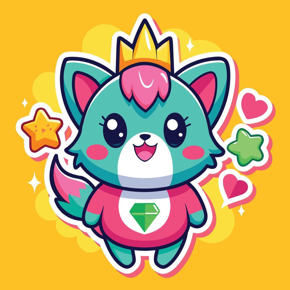 illustration of a cute trending and aesthetic sticker retro color vector