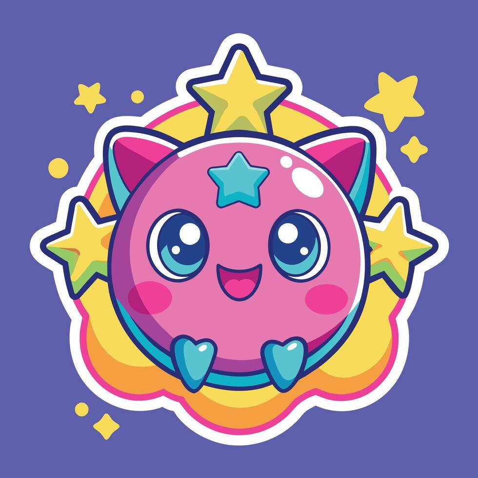 illustration of a cute trending and aesthetic sticker vector