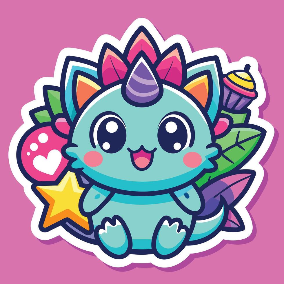 illustration of a cute trending and aesthetic sticker retro color vector