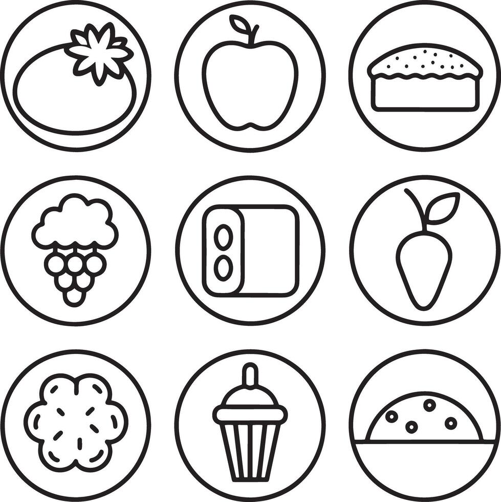 set of fast food icon illustration isolated white background vector