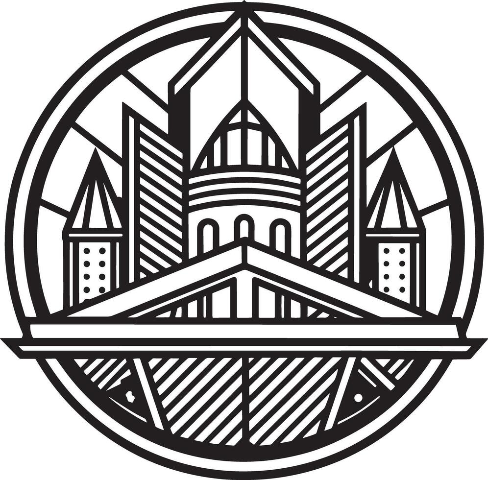 real estate building logo illustration black and white vector