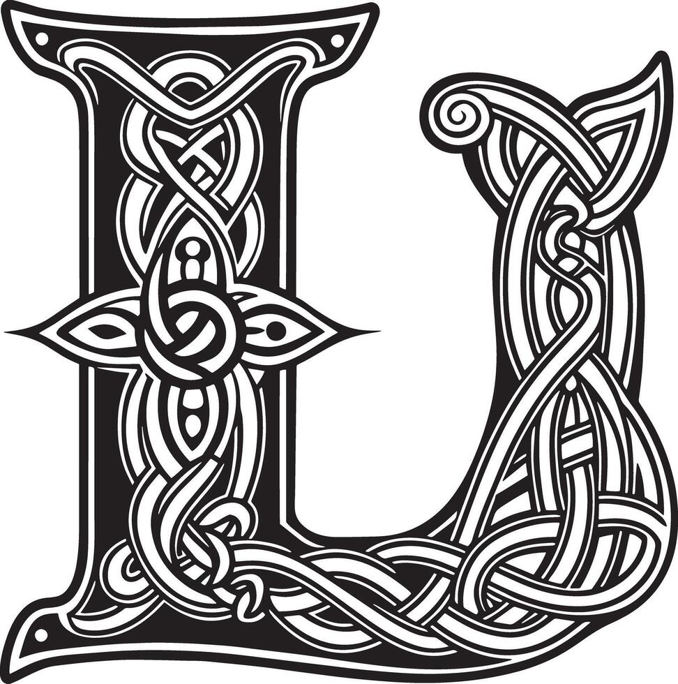 Letter with celtic ornament isolated on white background vector