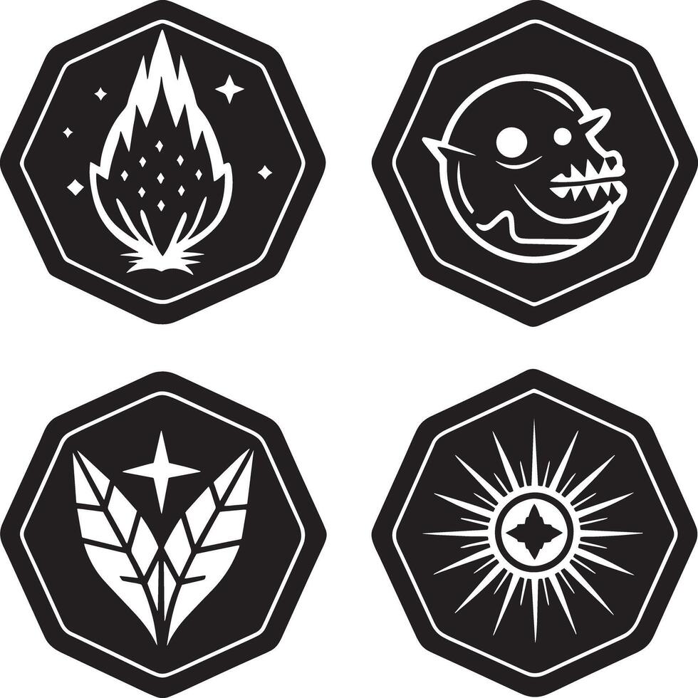 set of app icon black and white illustration vector