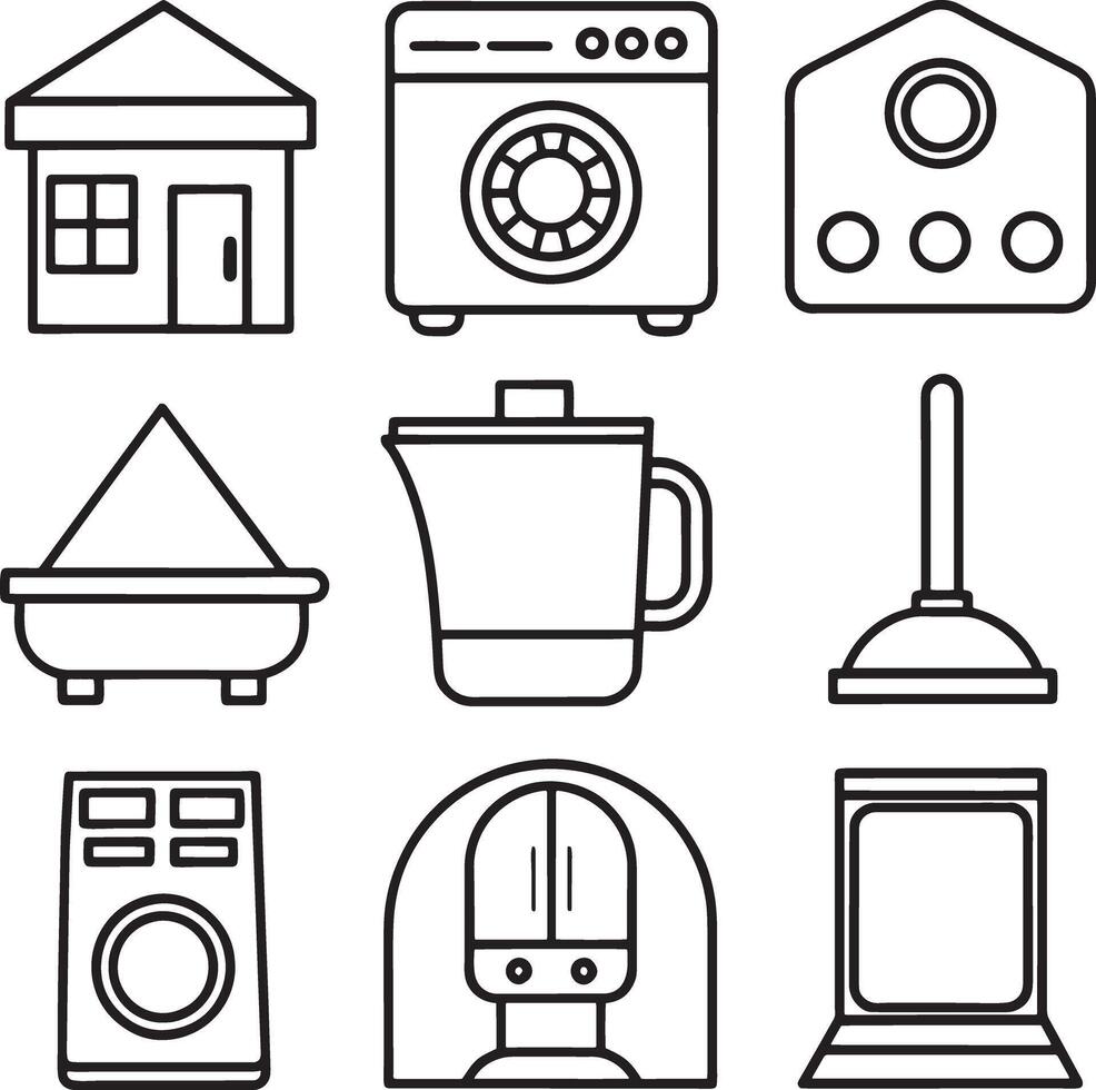 set of household appliances illustration isolated on white background vector