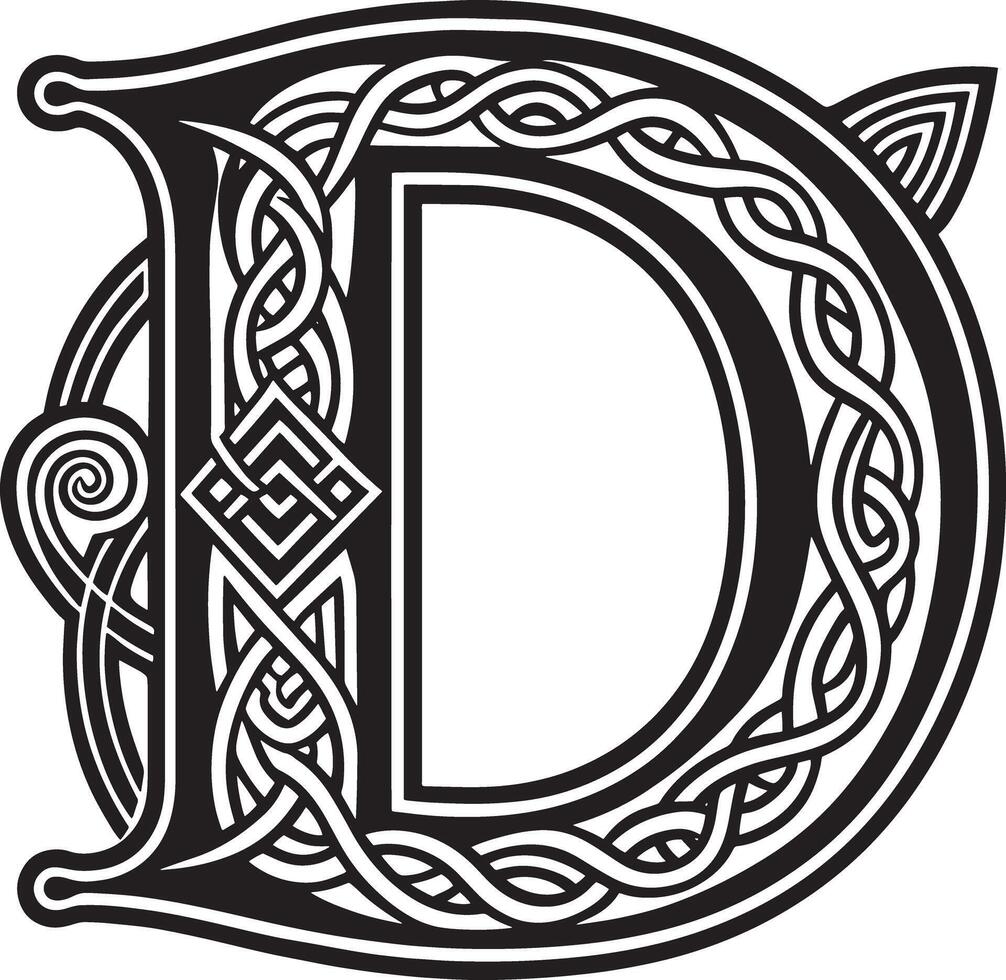 Letter with celtic ornament isolated on white background vector
